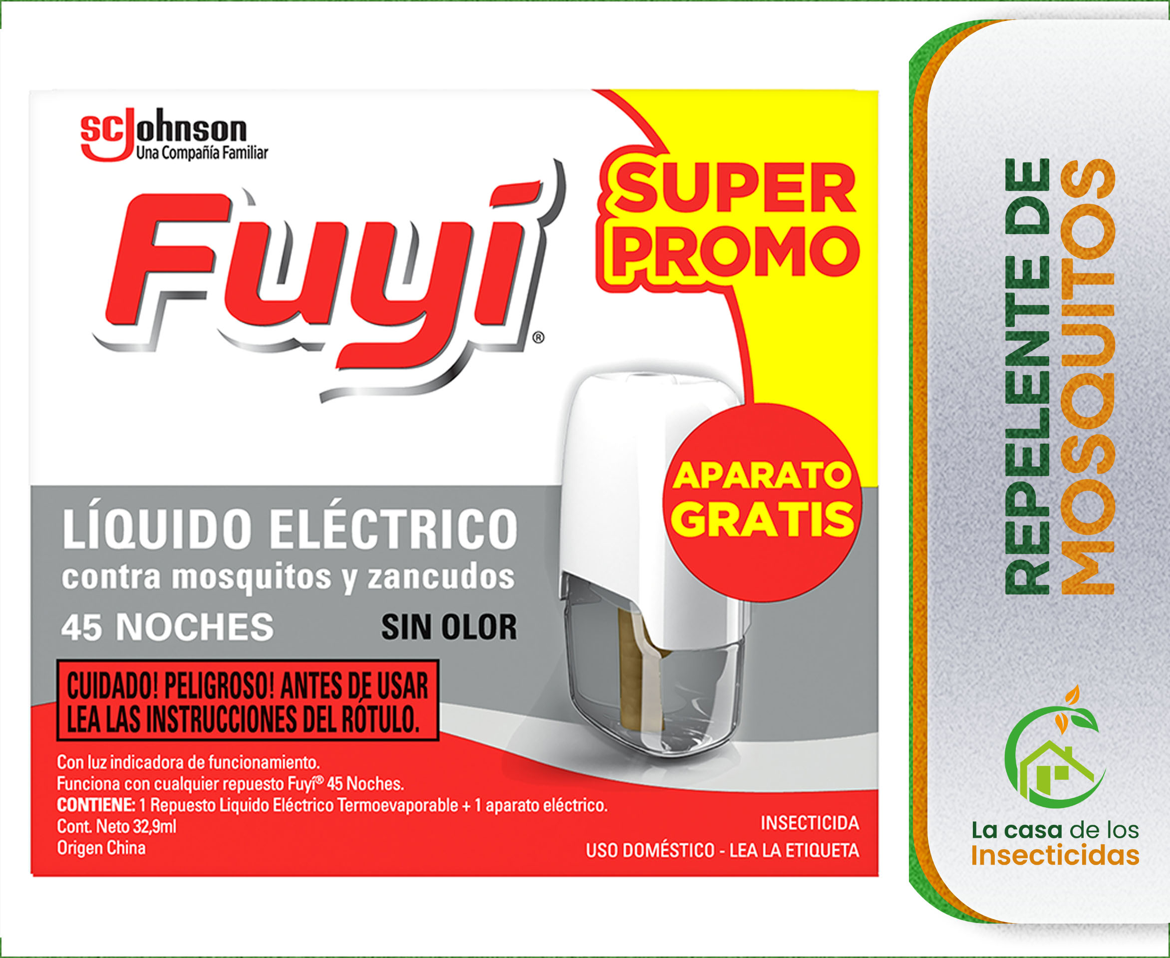 Fuyi 45 noches aparato enchufable + líquido Repelente mosquitos